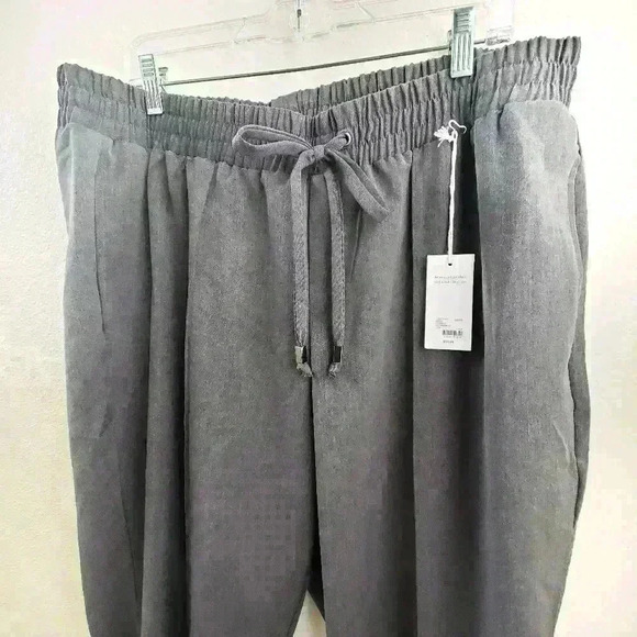 Lane Bryant Tailored Stretch Dress Pants Gray 18/20 Tapered Pleat Elastic Waist - Picture 2 of 6